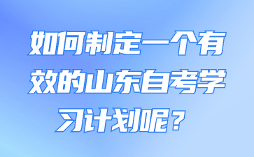 如何制定一個有效的山東自考學(xué)習(xí)計劃呢?