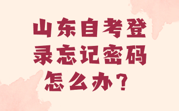 山東自考登錄忘記密碼怎么辦?